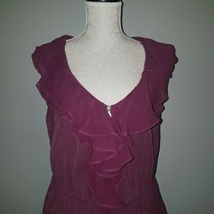 Plum Ruffle & Zip Front Dress